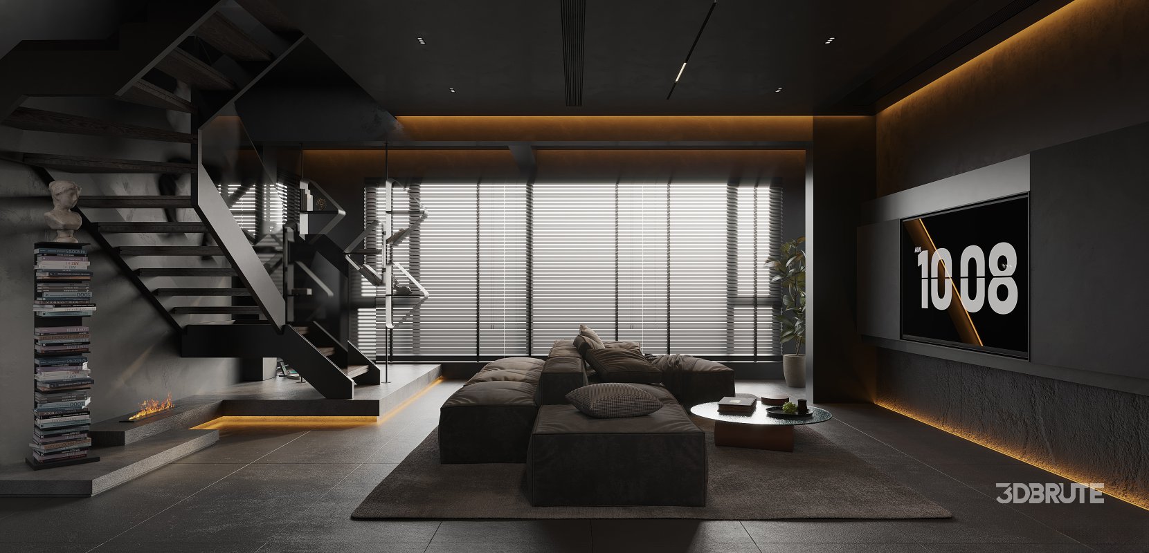 Dark living room and dining room Image 4