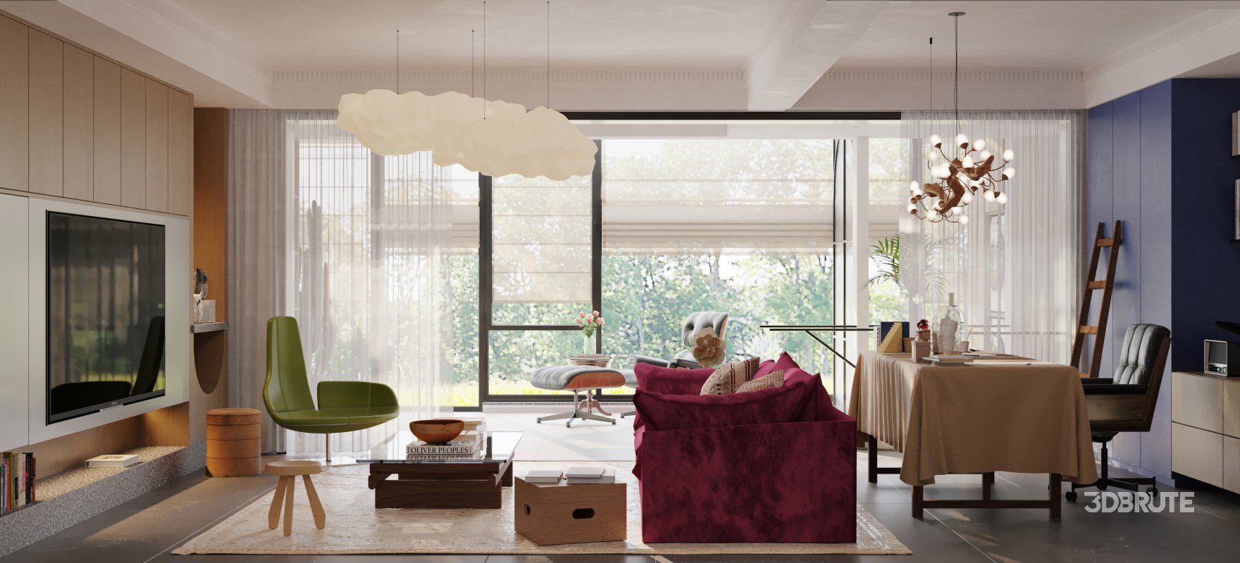 Luxurious living room and dining room Image 1