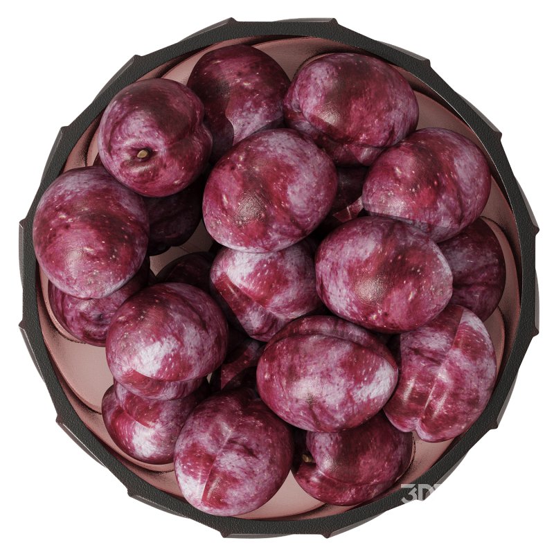 Low Glass Bowl Centerpiece with Plums Image 2