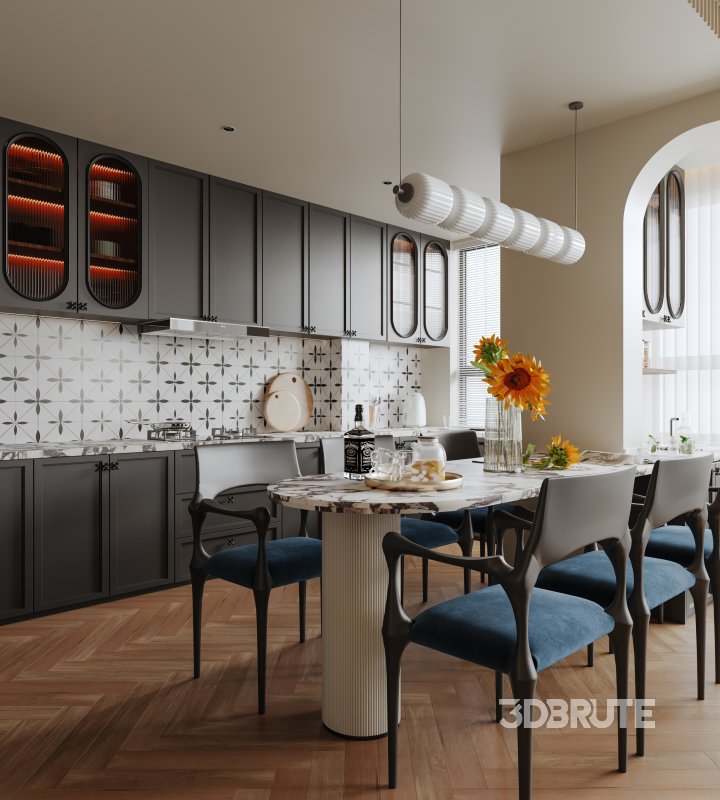 Luxurious living room and dining room kitchen Image 4