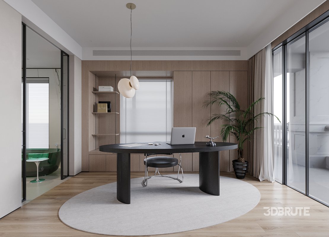 modern bathroom and bedroom office room Image 2