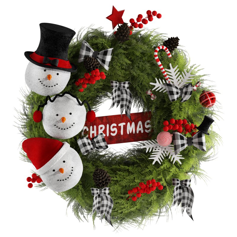 Decorative Snowman Wearth Christmas Set Image 1