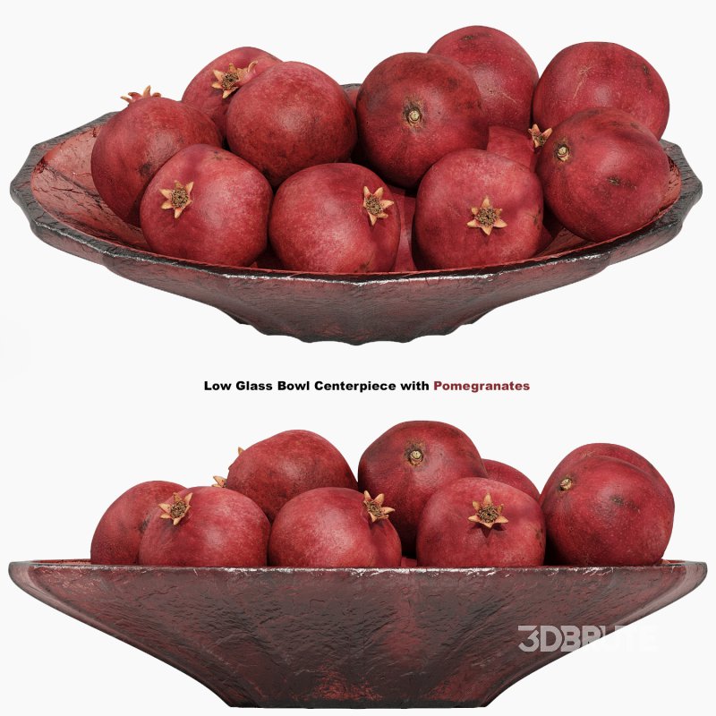Low Glass Bowl Centerpiece with Pomegranates Image 1