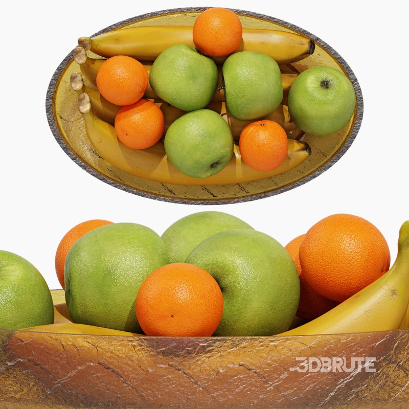 Low Glass Fruit Bowl Centerpiece with Banan Apple Orenges Image 2