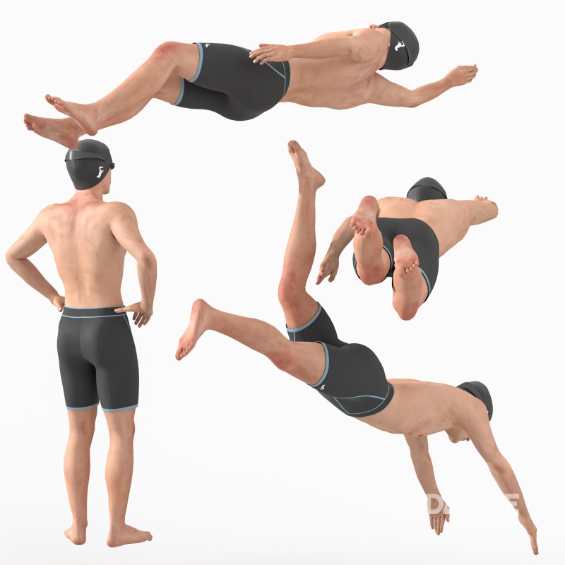 Swimmer Man 02_ 04 poses Image 1