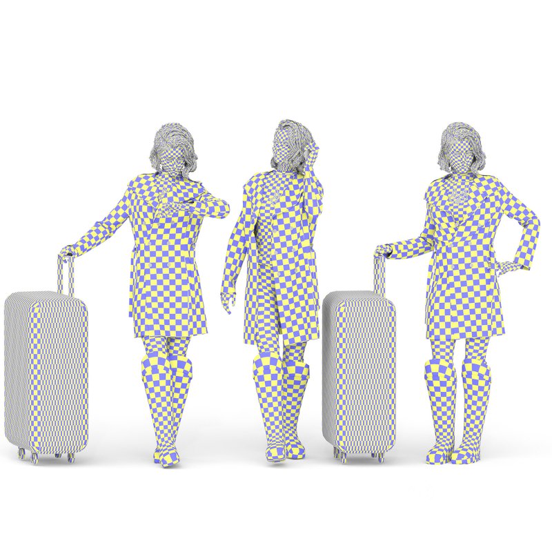 Travel Woman in Trip With Coat in 03 Poses Image 4