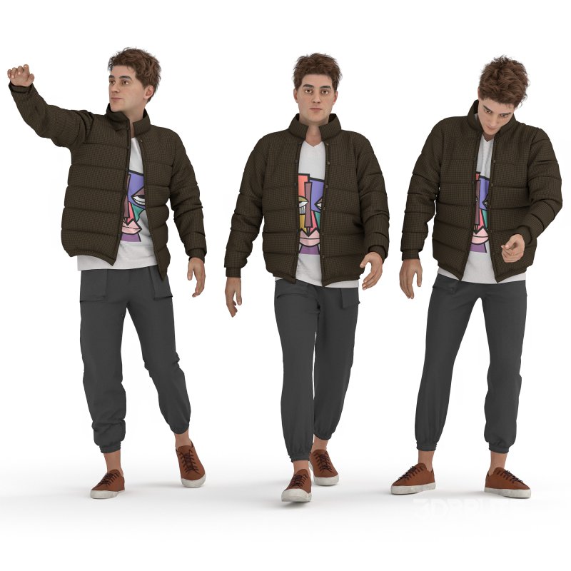 man winter clothing in 3 poses Image 2