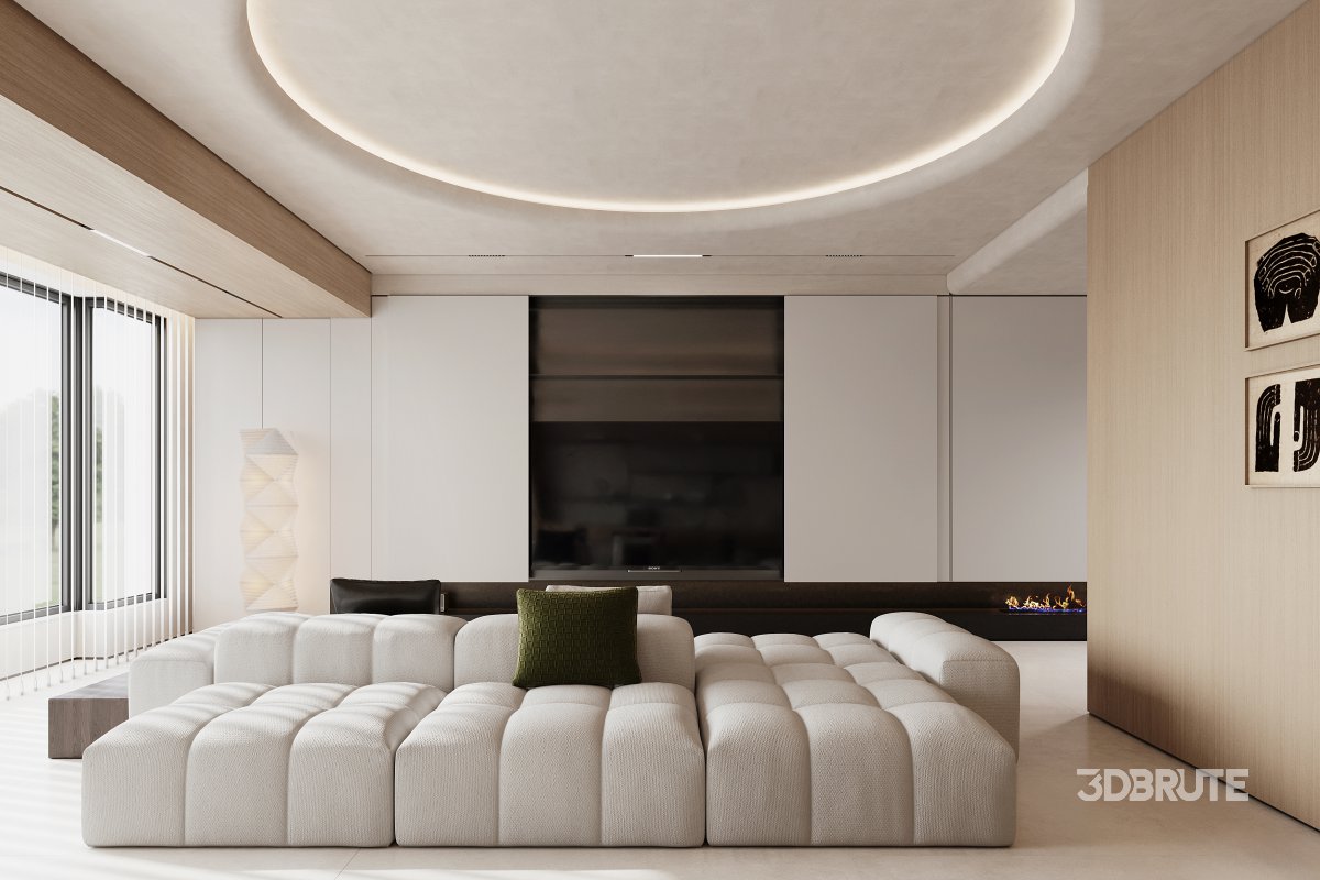 Modern living room and dining room interior scene Image 7