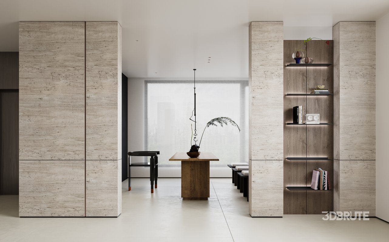 Modern living room and dining room interior scene Image 6