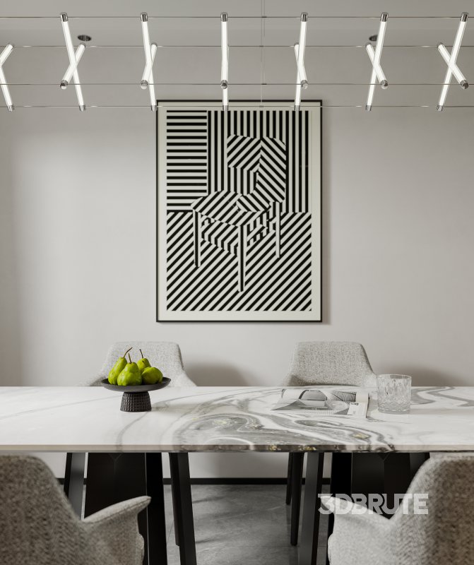 Modern living room and dining room interior scene Image 2