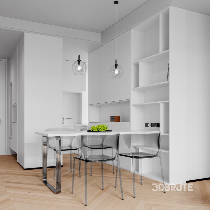 Modern living room and dining room interior scene Image 1