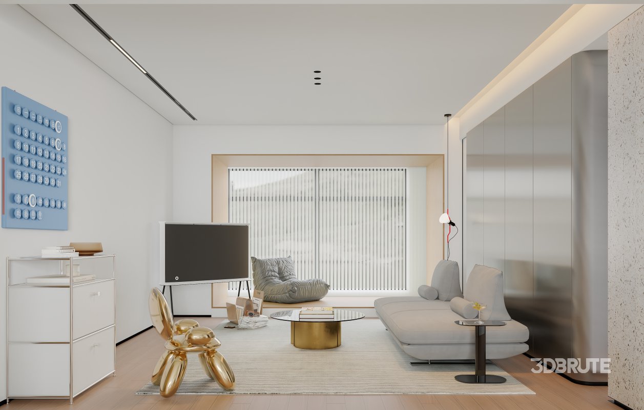 Modern living room and dining room interior scene Image 3