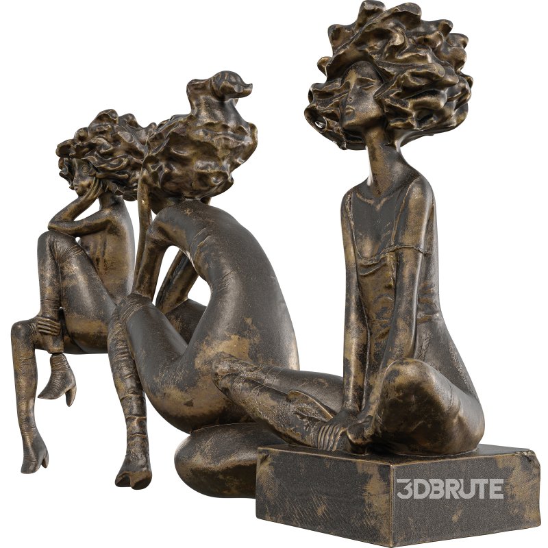 Antique Stylized Girl Collection Statue Image 4