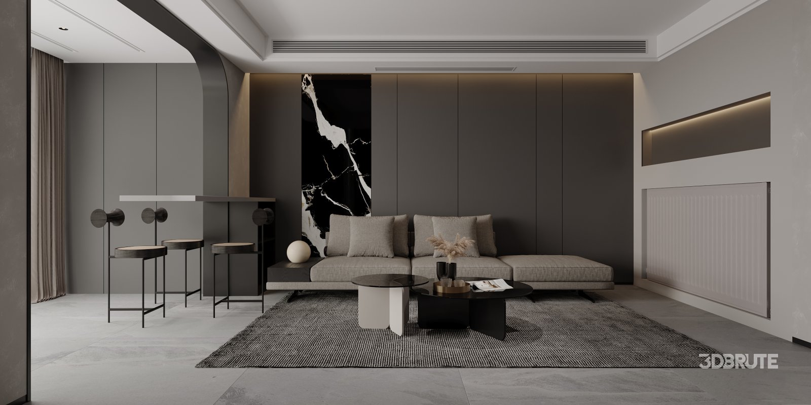 Modern living room and dining room interior scene Image 4