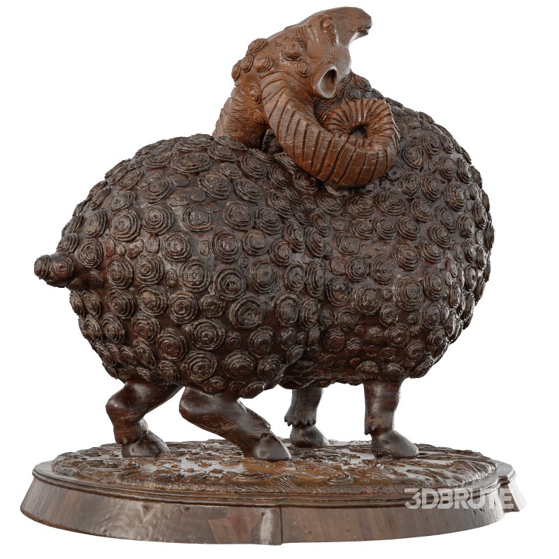 Wooden Sheep Statue Image 1