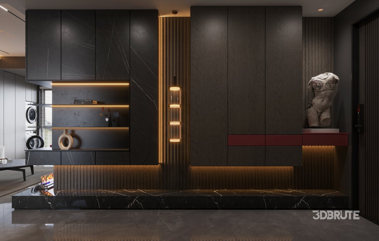 Modern living room and dining room interior scene Image 5