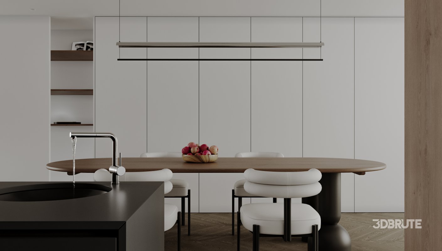 Modern living room and dining room interior scene Image 2