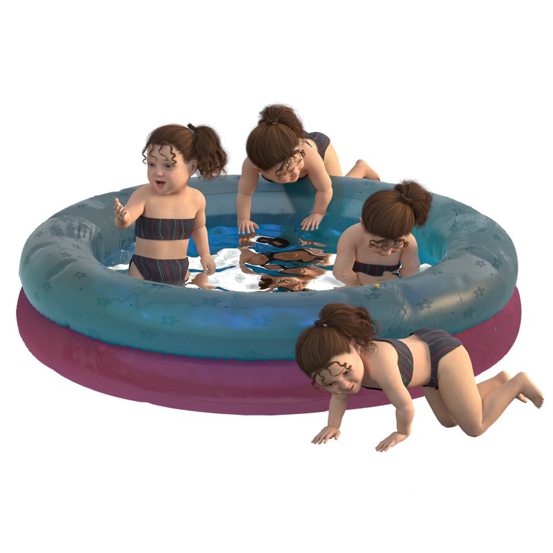 Kid Girl in Inflatable pool 04 Poses Image 3