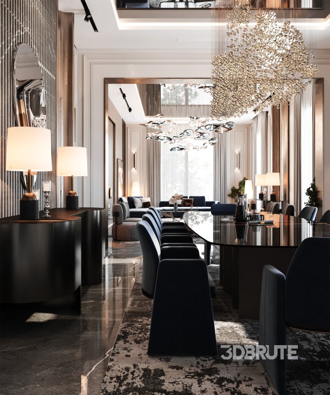luxury salon and dining neoclassic Image 1