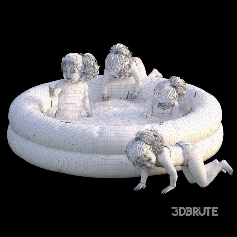 Kid Girl in Inflatable pool 04 Poses Image 5