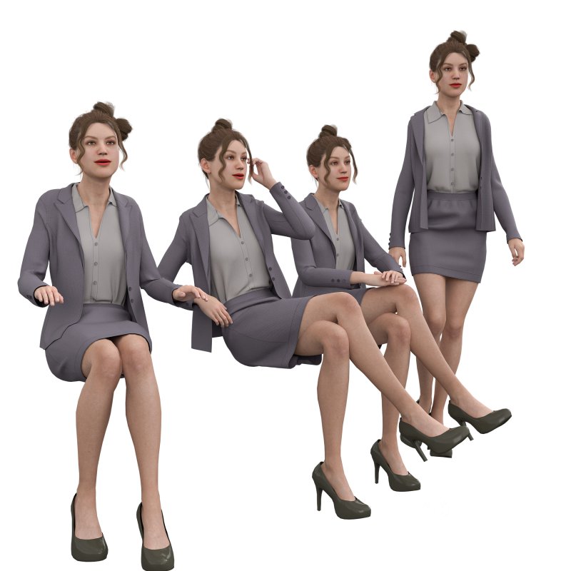woman skirt suit in 4 poses Image 3