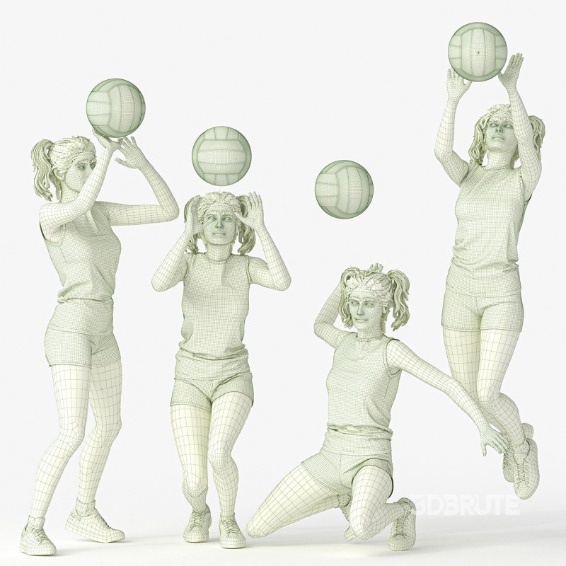 Vollyball Woman in 04 Poses Image 2