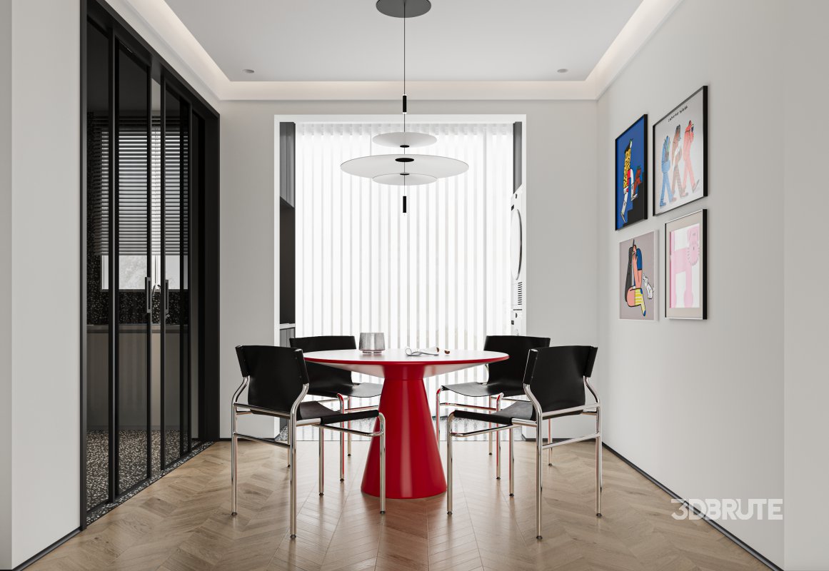 Modern living room and dining room interior scene Image 5