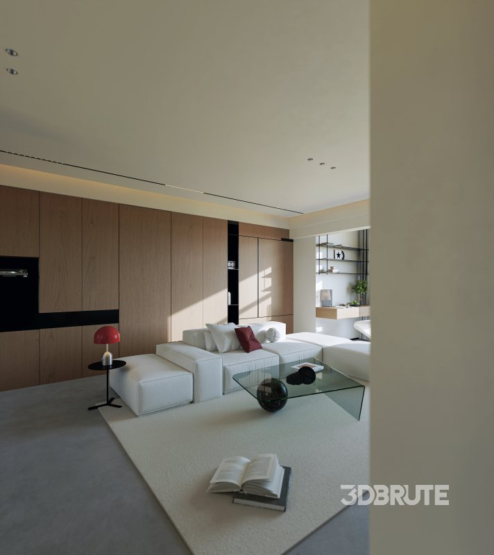 Modern living room and dining room interior scene Image 2