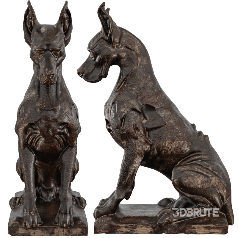 wooden dog Statue 01 Image 6