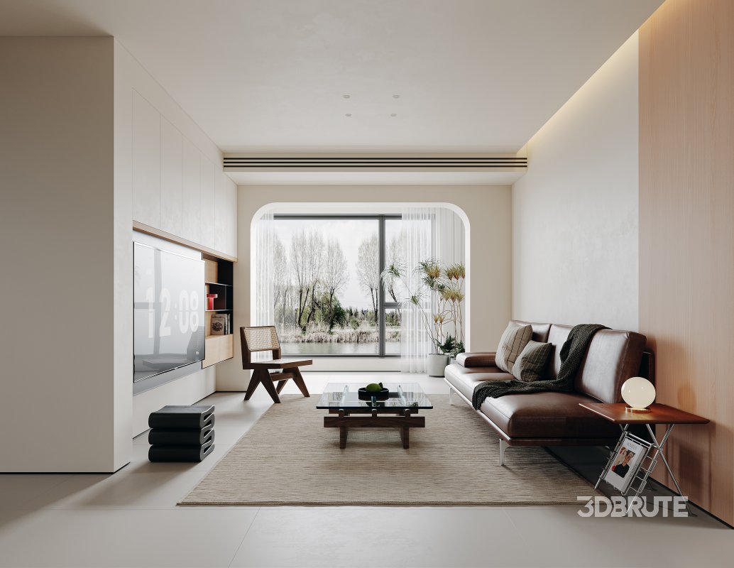 Modern living room and dining room interior scene Image 2