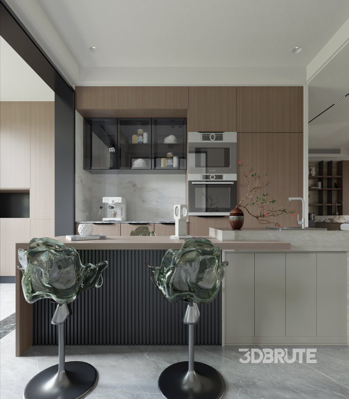 Modern living room and dining room interior scene Image 8