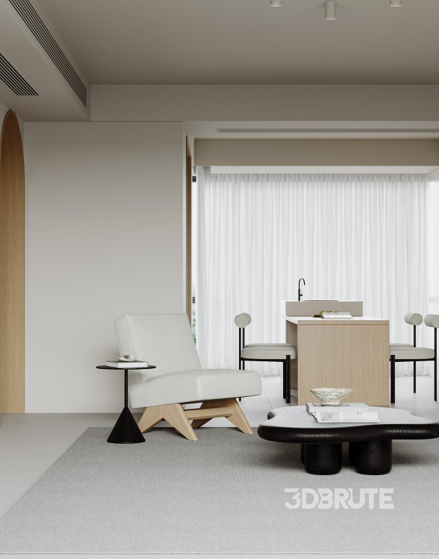 Modern living room and dining room interior scene Image 7