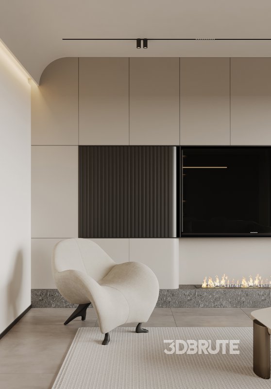 Modern living room and dining room interior scene Image 9