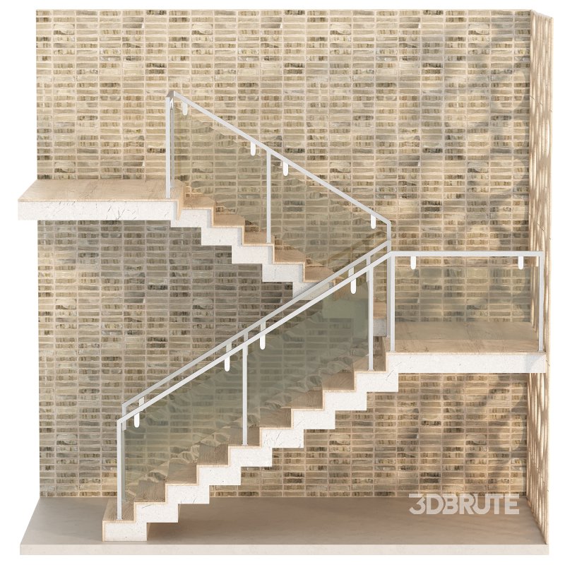 wooden staircase with brick wall Image 5