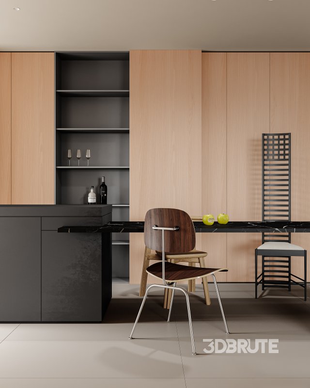 Modern living room and dining room interior scene Image 3