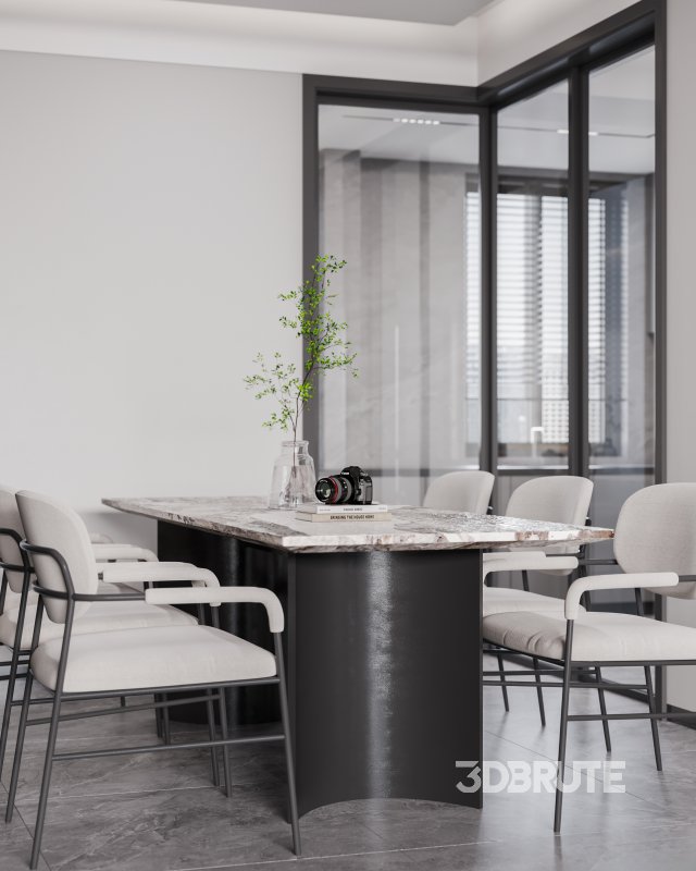 Modern living room and dining room interior scene Image 3