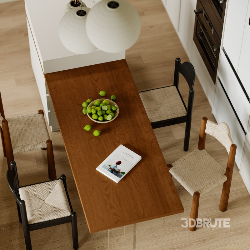 Modern living room and dining room bedroom interior scene Image 8