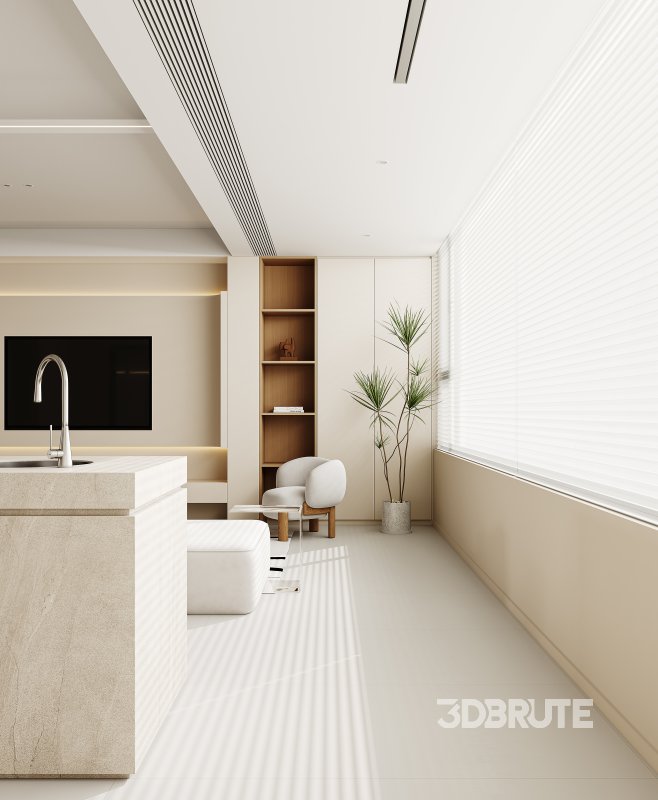 Modern living room and dining room interior scene Image 3