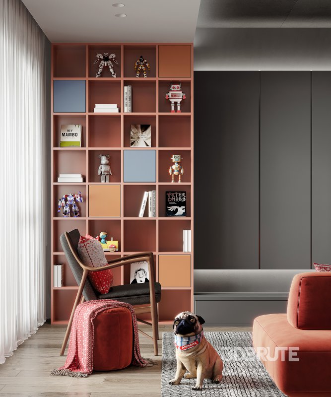 Modern living room and dining room kitchen interior scene Image 8