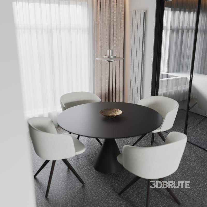 Modern living room and dining room interior scene Image 2