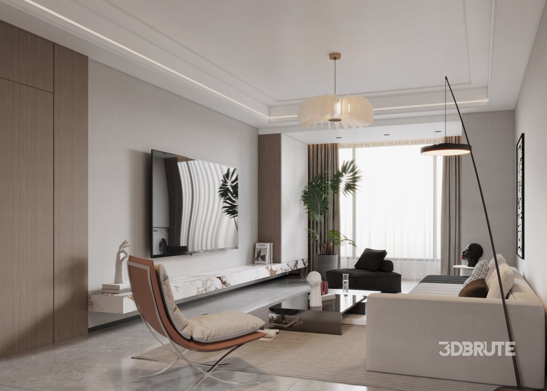 Modern living room and dining room interior scene Image 3