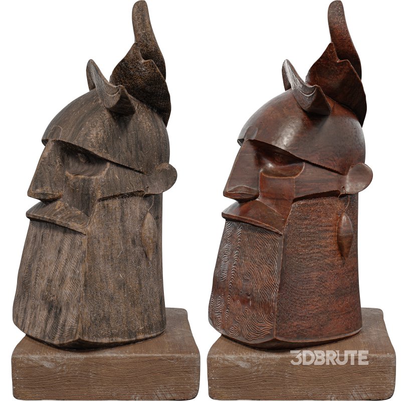 Wooden Viking Warrior Bust Mythical Image 4