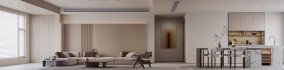 Modern living room and dining room interior scene - Thumbnail 1