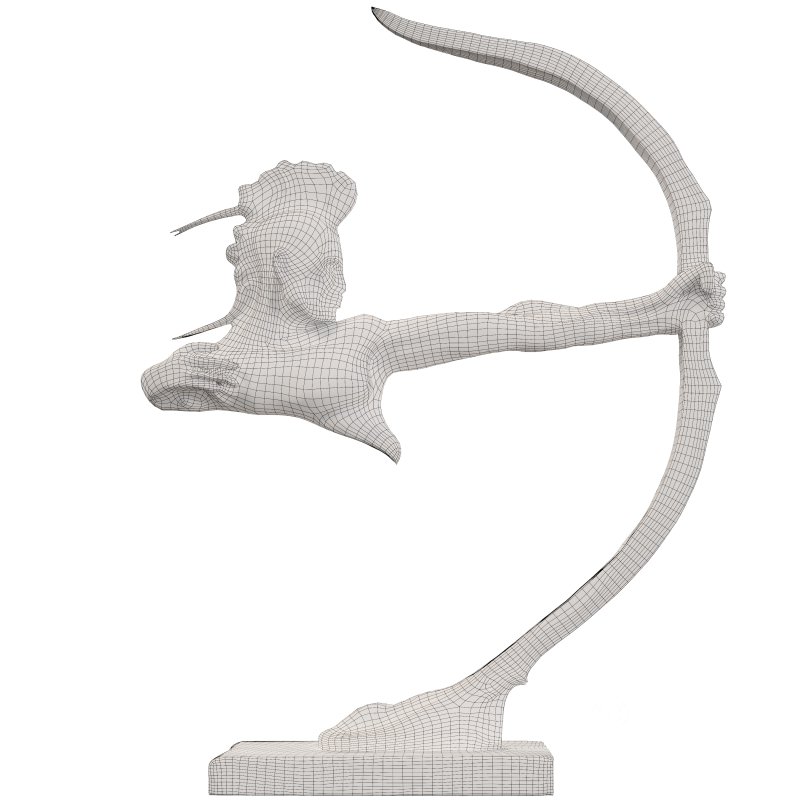 Dynamic_Archer_Statue_3D_Model_Stylized_Bronz Image 3