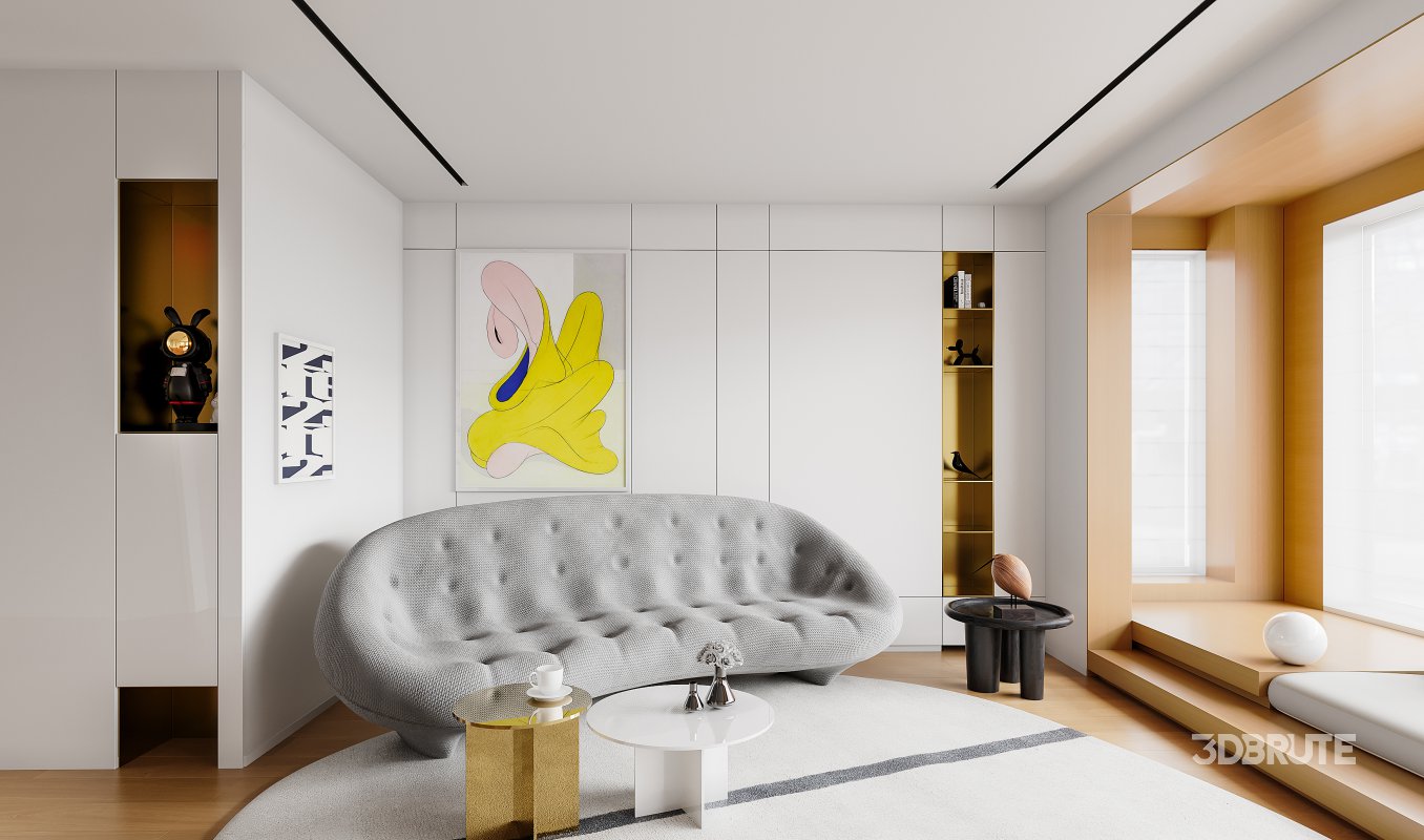 Modern living room and dining room interior scene Image 3