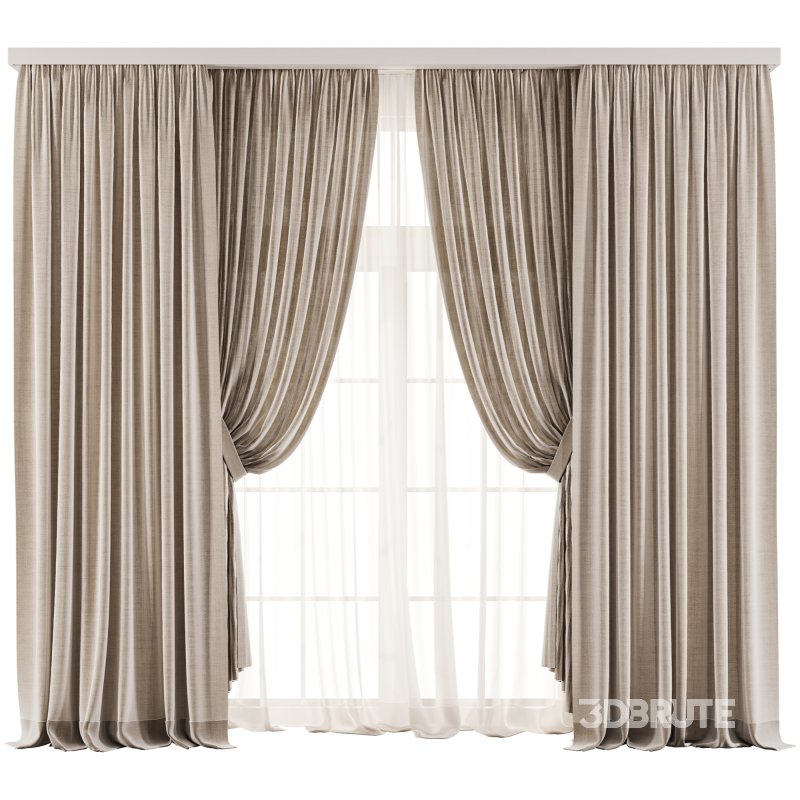 Cream Linen Double Layer Curtains 86 Image 1