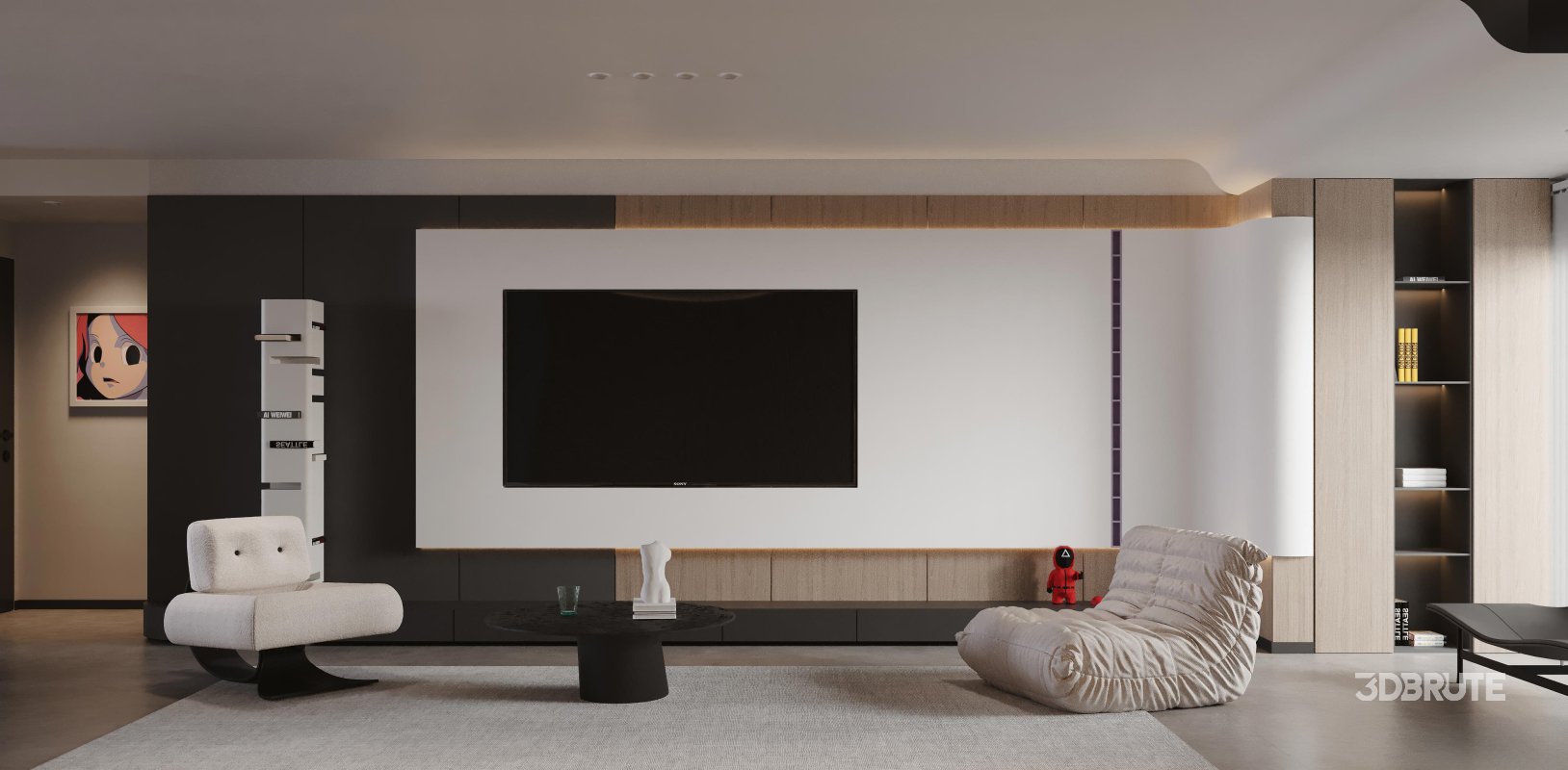 Modern living room and dining room interior scene Image 3