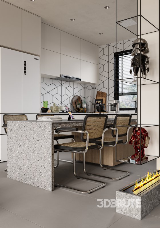 Modern living room and dining room interior scene Image 5