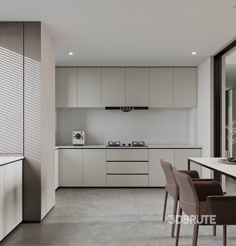 Modern living room and dining room interior scene Image 2