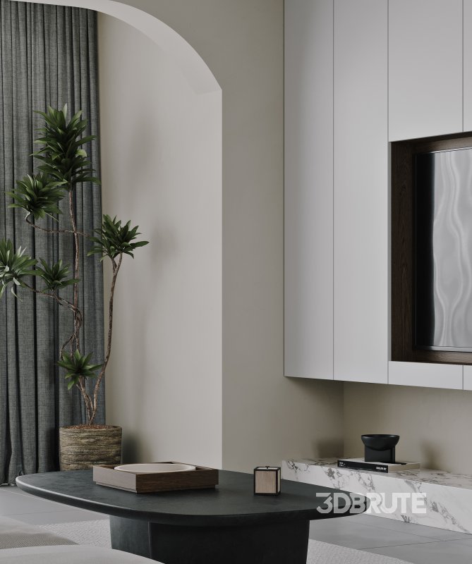 Modern living room and dining room interior scene Image 5